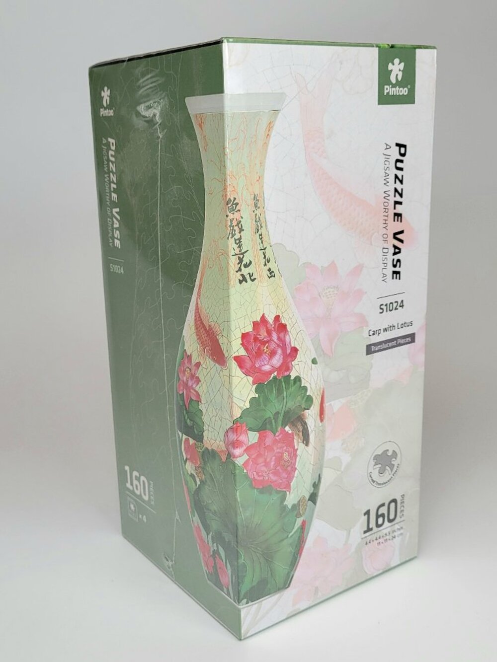 Pintoo "Carp with Lotus" 160-Piece 3D Puzzle Vase (Model S1024) NEW